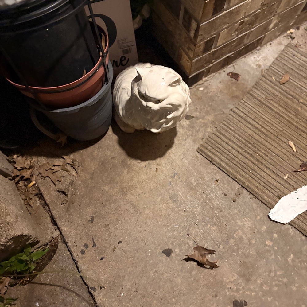 Set of Elegant White Cat Sculptures